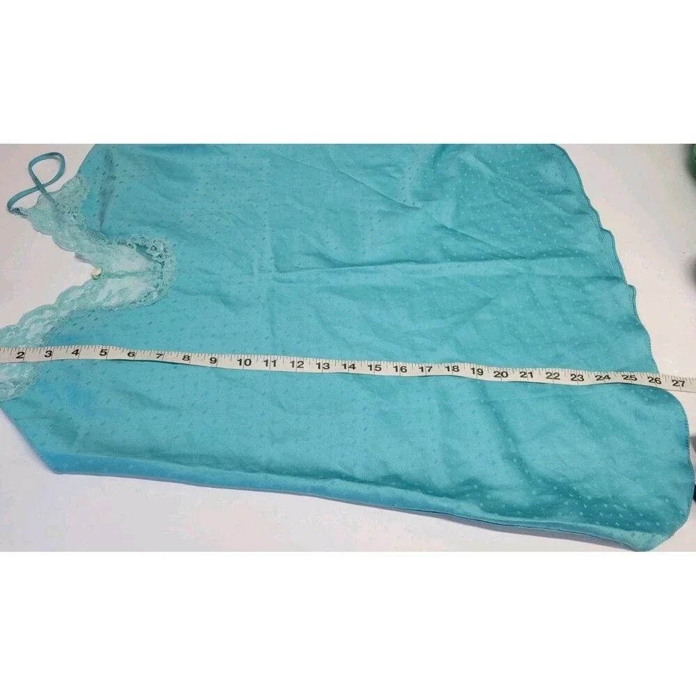 Vtg Victoria’s‎ Secret Gold Tag Teal Satin Slip babydoll Nightgown Lingerie Sz M